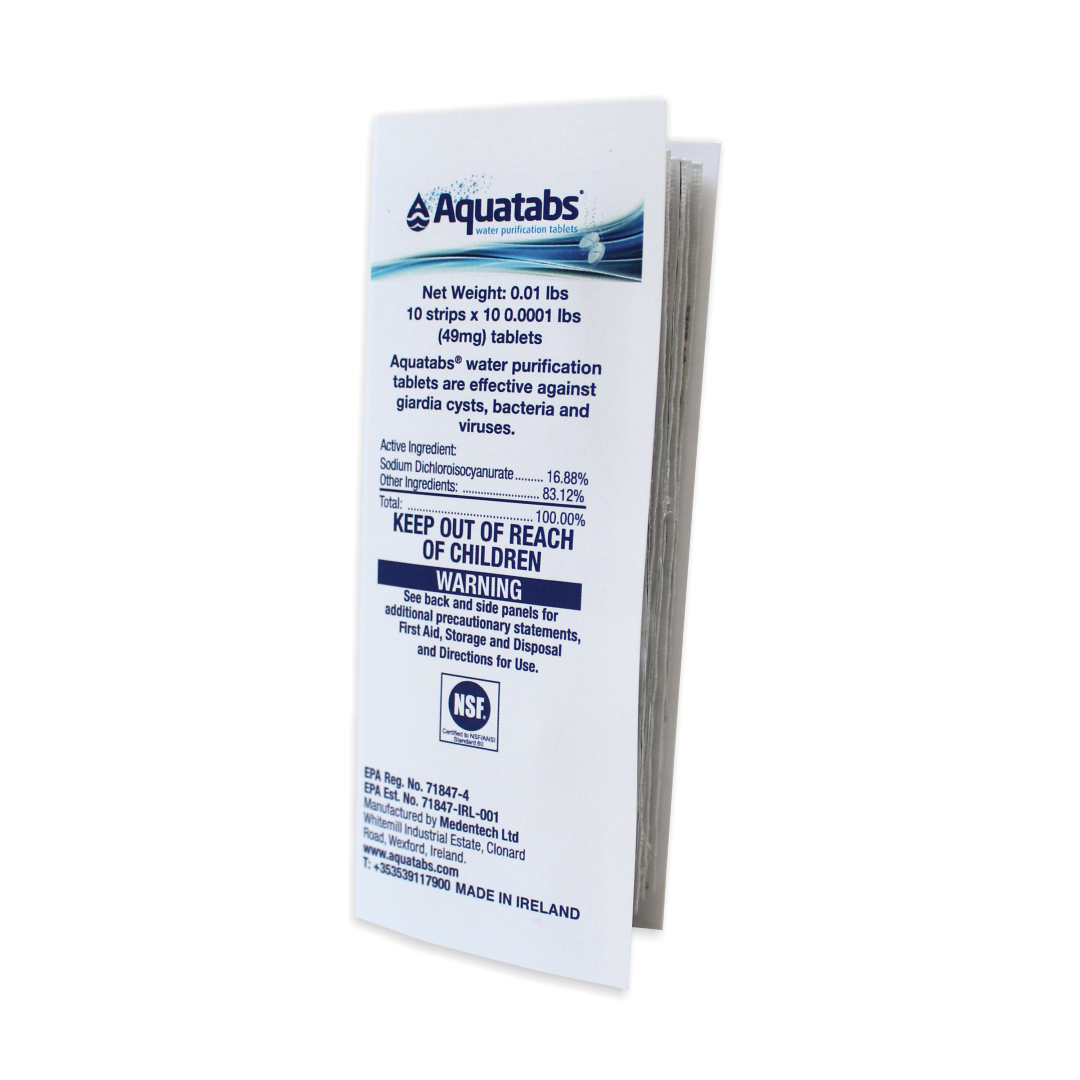 Aquatabs 8 5mg Tablets X100 Disinfect 200 Quarts Of Water On The Go